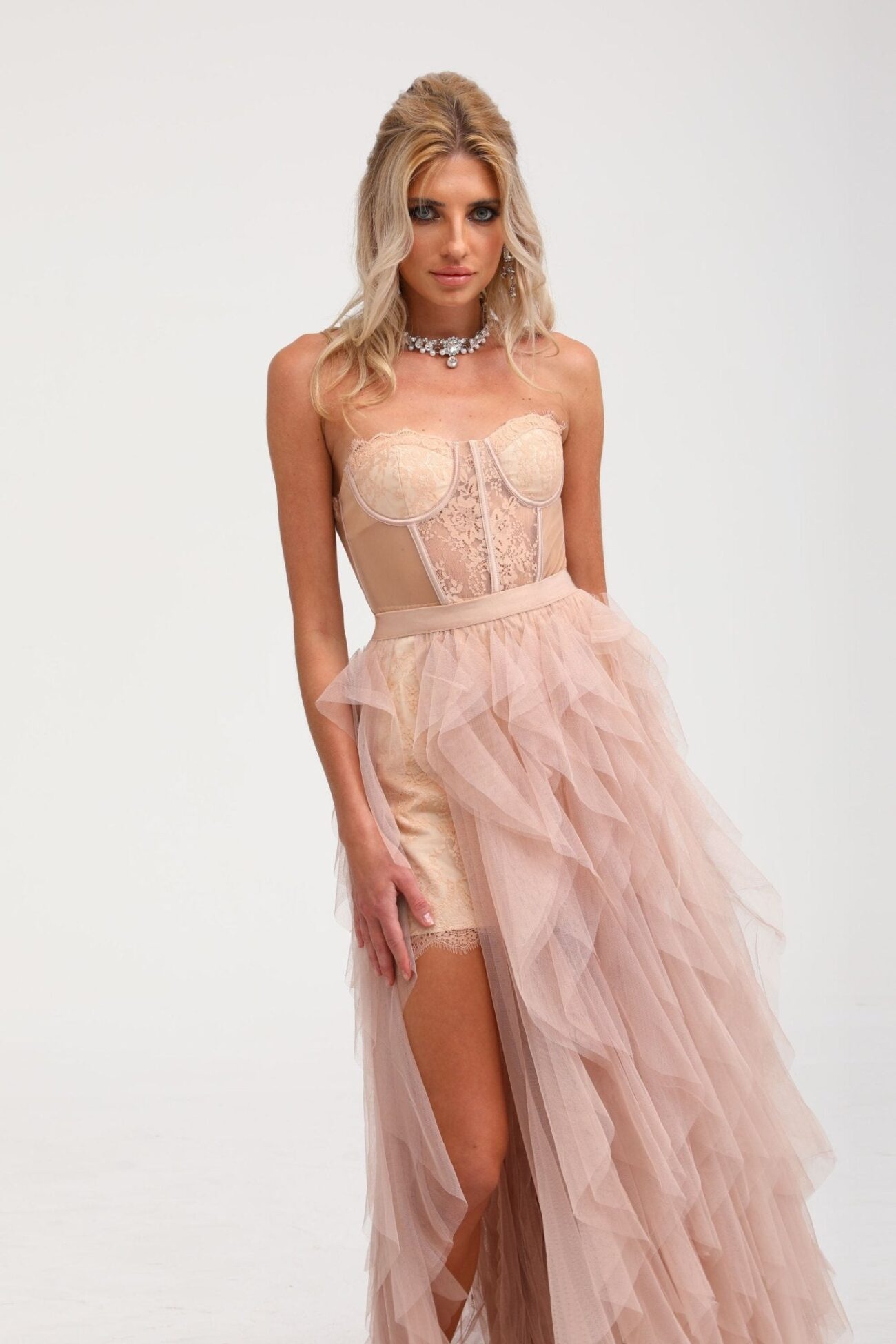 Bustier Mesh Maxi Dress