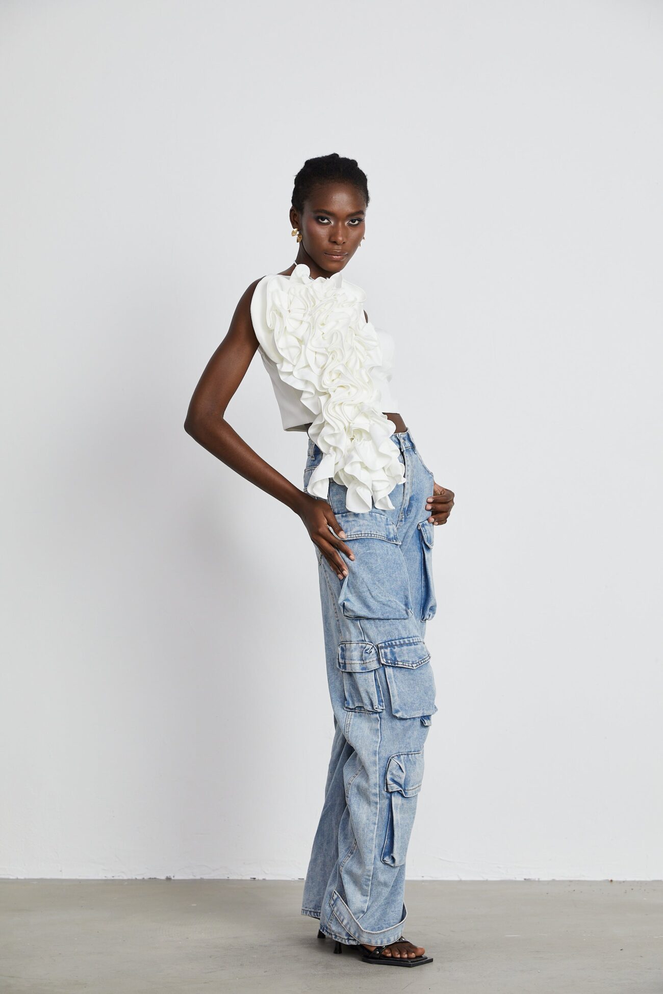 White Floral-Applique Top