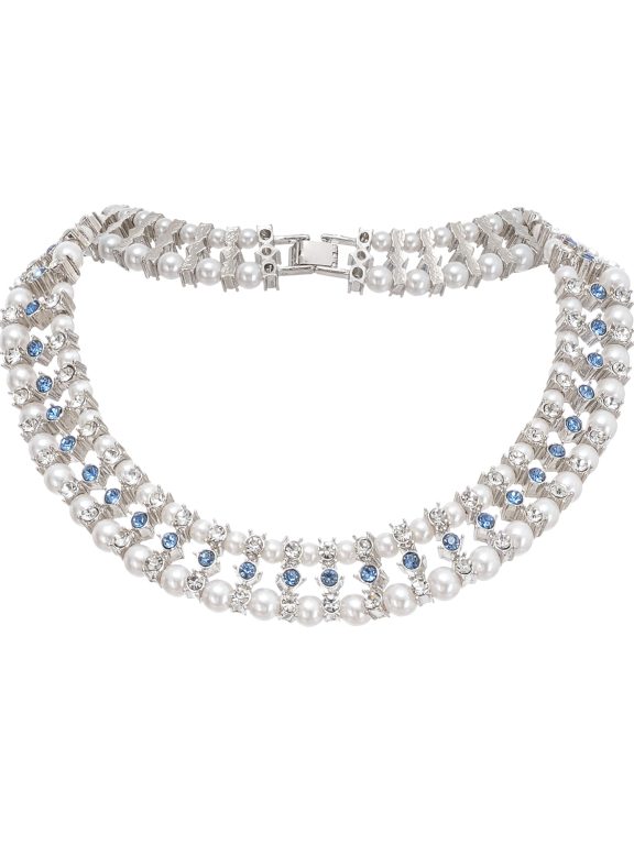 Crystal-Embellished Faux-Pearl Necklace